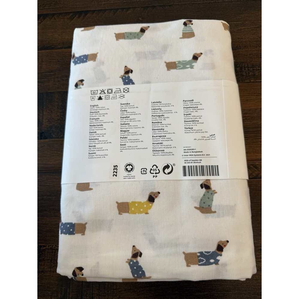 IKEA WHITE DROMSLOTT 305.211.93 Crib Bedding Puppies Comforter 43"x49" Pillowcas - Picture 2 of 5